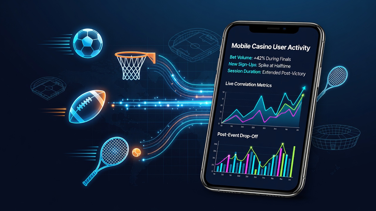 Mobile casino app interface showing user activity metrics during a major sporting event