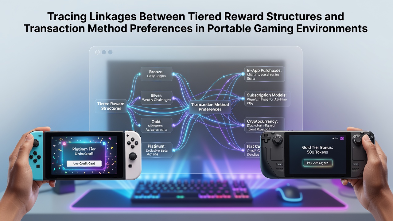 Illustration of tiered reward levels connected to various mobile payment options in gaming apps