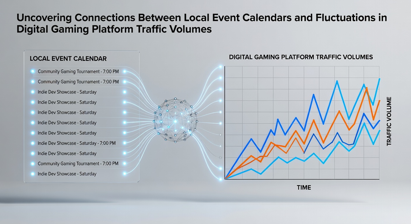 Graph showing traffic volume spikes and drops aligned with local event dates on digital gaming platforms