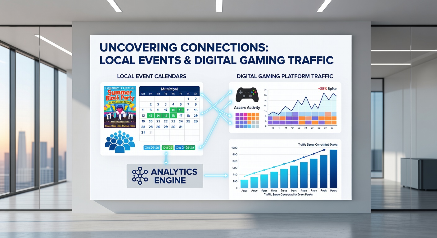 Heatmap visualization of digital gaming traffic correlated with community event schedules across multiple cities