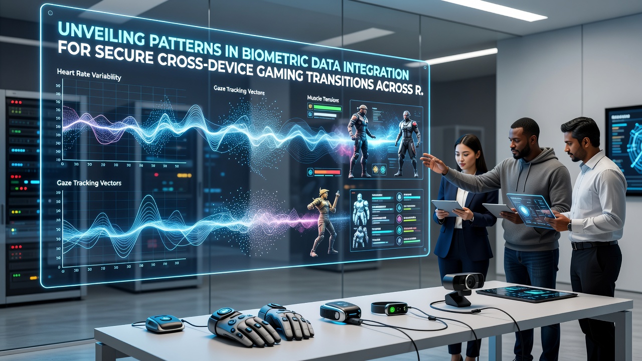 Secure data flow diagram illustrating biometric verification during regional gaming transitions